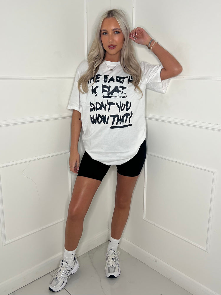 Flat Earth Print T-Shirt - White