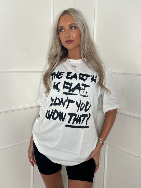 Flat Earth Print T-Shirt - White