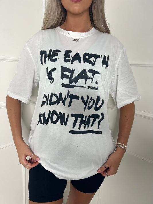 Flat Earth Print T-Shirt - White