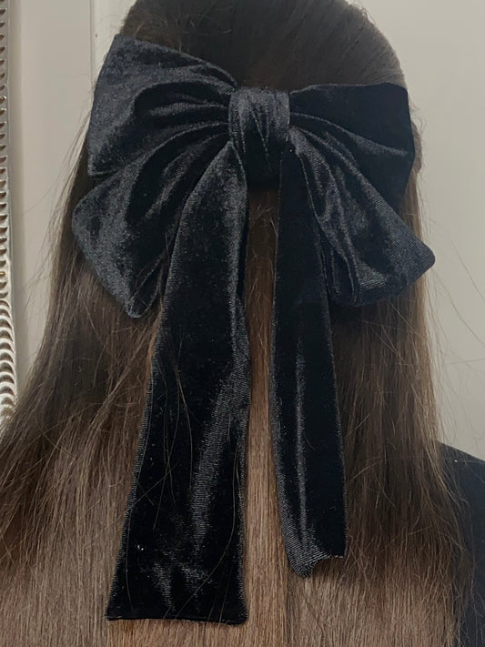 Large Hair Bow - Black Velvet