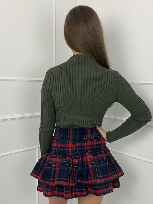 Ruffle Skirt - Red/Blue Checked