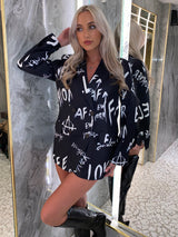 Graffiti Oversized Blazer - Black