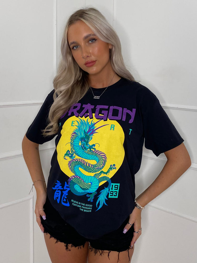 Dragon Print T-Shirt - Black