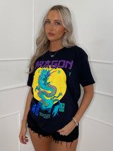 Dragon Print T-Shirt - Black