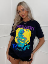 Dragon Print T-Shirt - Black