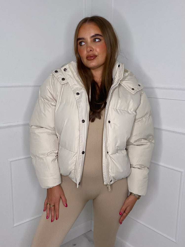 Padded Oversized Puffer Coat - Cream