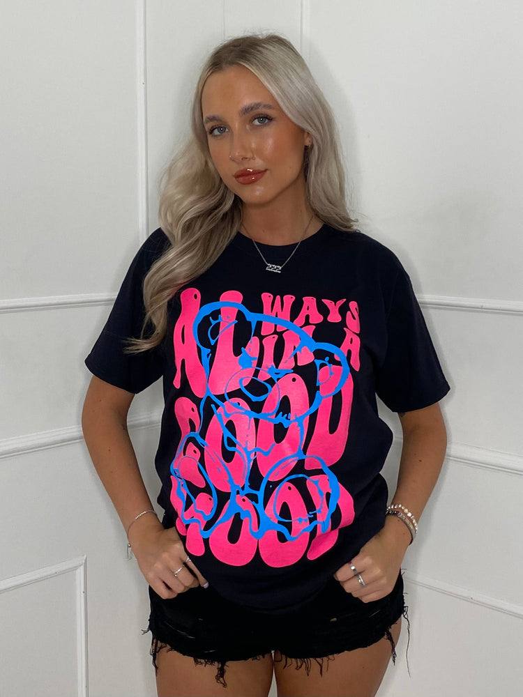 Good Mood Print T-Shirt - Black