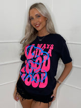 Good Mood Print T-Shirt - Black