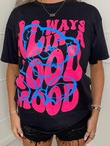 Good Mood Print T-Shirt - Black