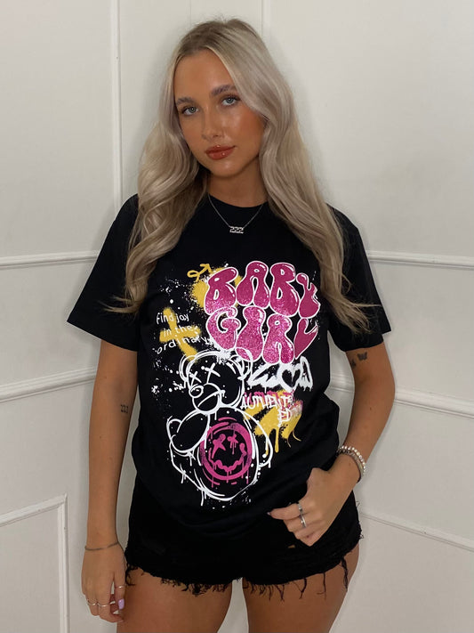 Baby Girl Print T-Shirt - Black