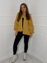 Balloon Sleeve Knitted Cardigan - Mustard