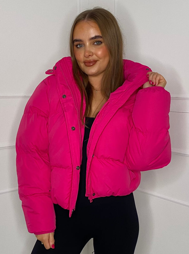 Padded Oversized Puffer Coat - Hot Pink
