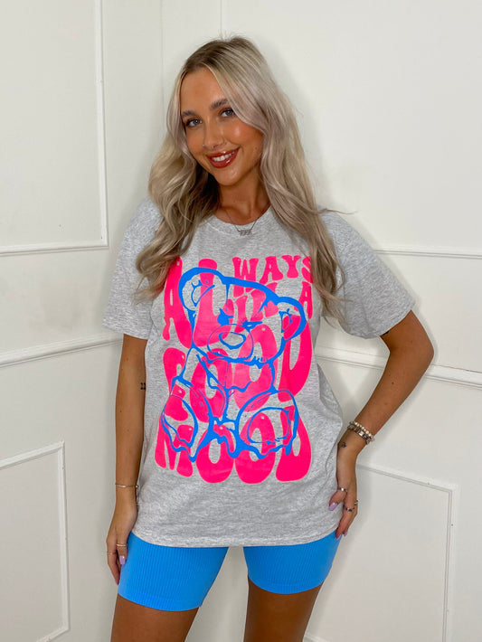 Good Mood Print T-Shirt - Grey