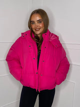 Padded Oversized Puffer Coat - Hot Pink