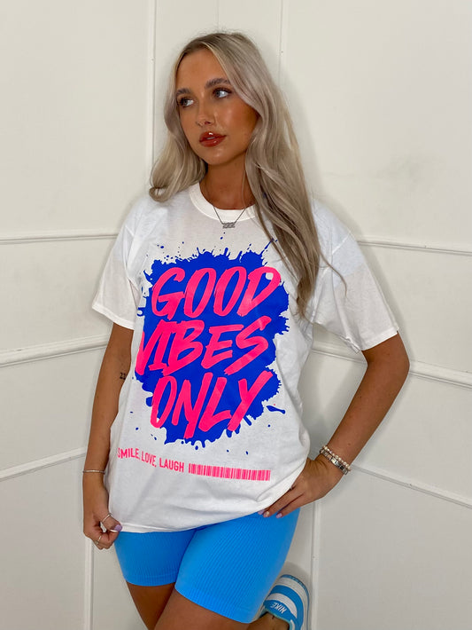 Good Vibes Print T-Shirt - White