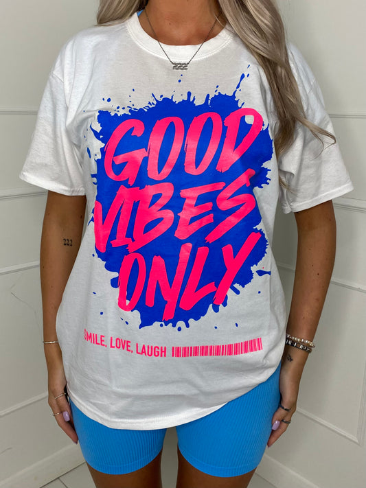 Good Vibes Print T-Shirt - White