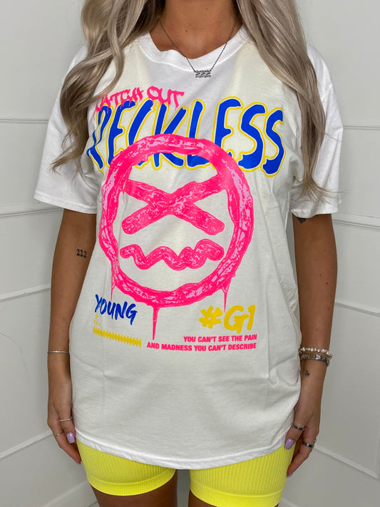 Reckless Print T-Shirt - White