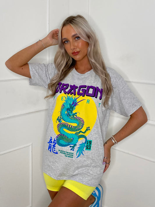 Dragon Print T-Shirt - Grey