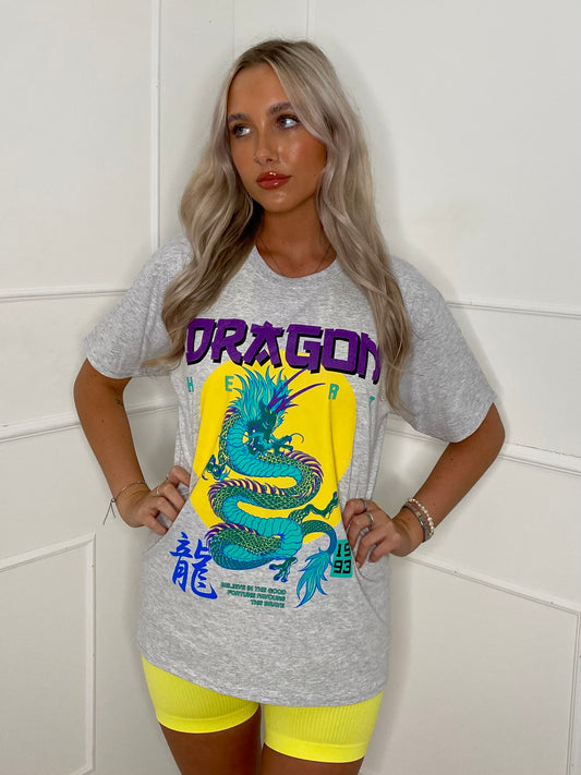 Dragon Print T-Shirt - Grey