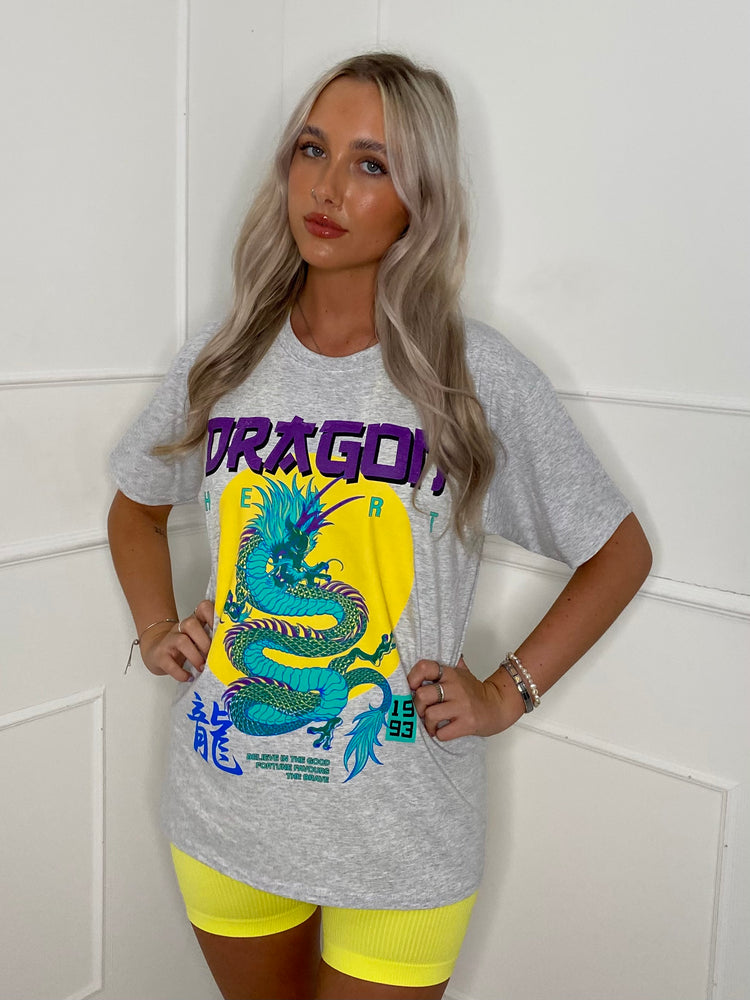 Dragon Print T-Shirt - Grey