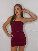 Belted Cargo Style Playsuit - Wine
