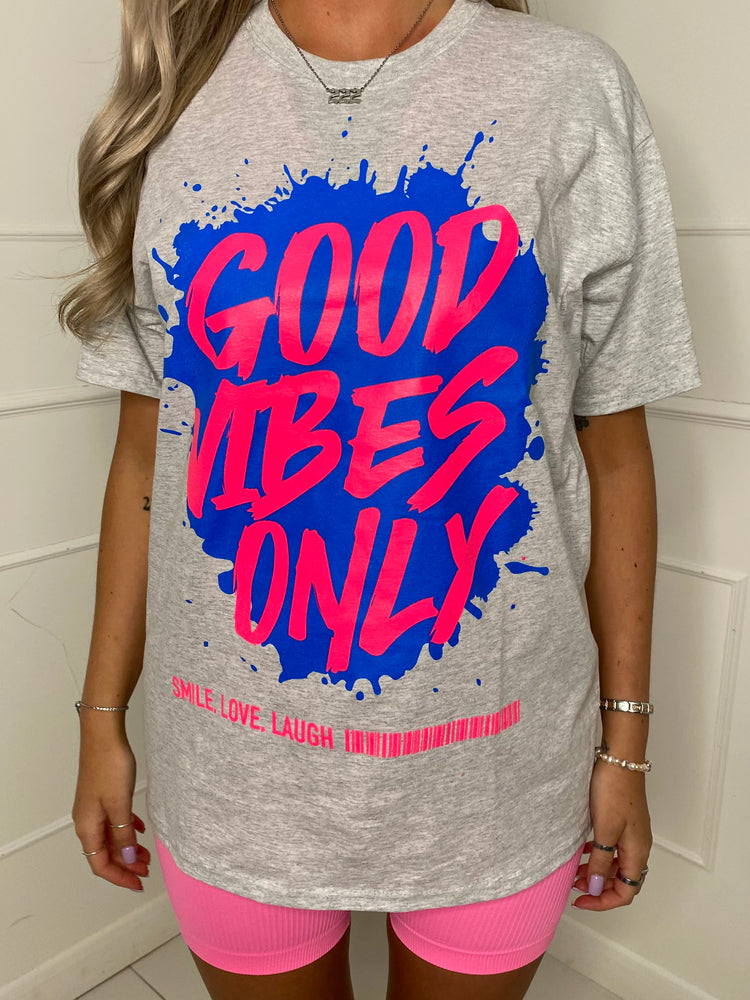 Good Vibes Print T-Shirt - Grey