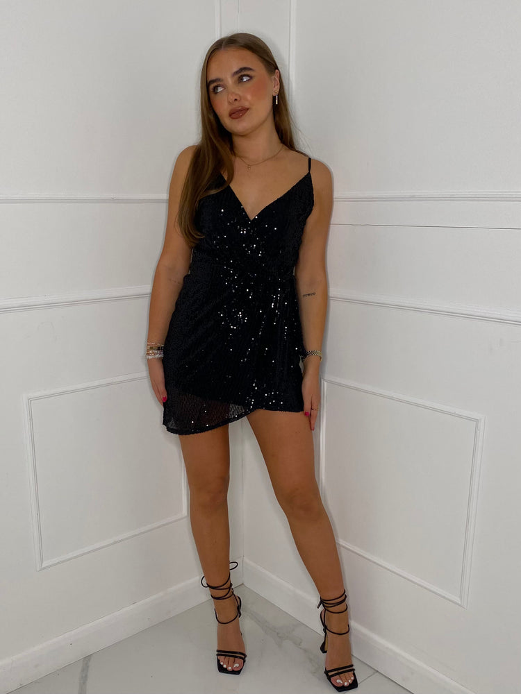 Wrap front sequin store dress