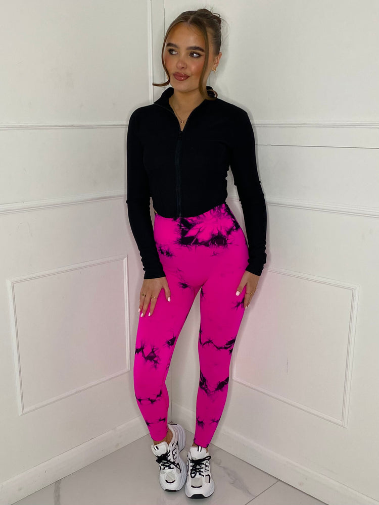 Black and pink gym leggings online