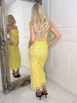 Polka Dot Midi Dress - Yellow/Black