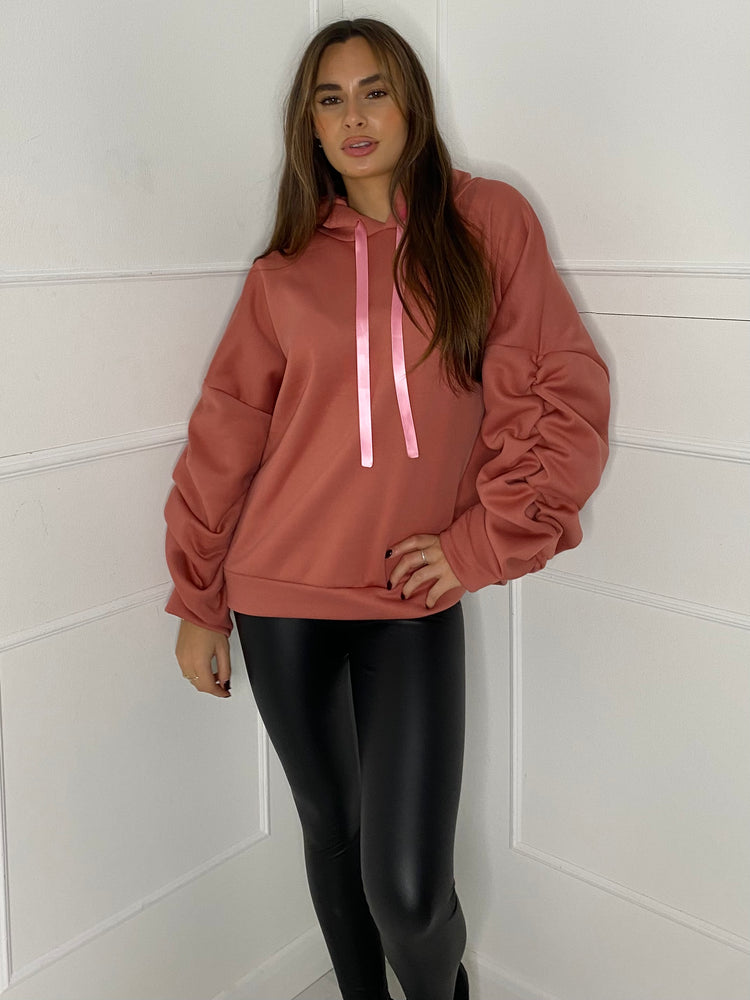 Ribbon Detail Hoodie - Pink