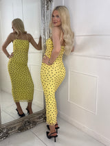 Polka Dot Midi Dress - Yellow/Black