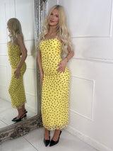Polka Dot Midi Dress - Yellow/Black