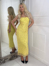 Polka Dot Midi Dress - Yellow/Black