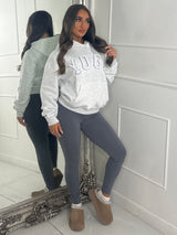 YOGA Textured Slogan Hoodie - Bleach Grey