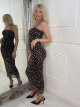 Polka Dot Midi Dress - Brown/Beige