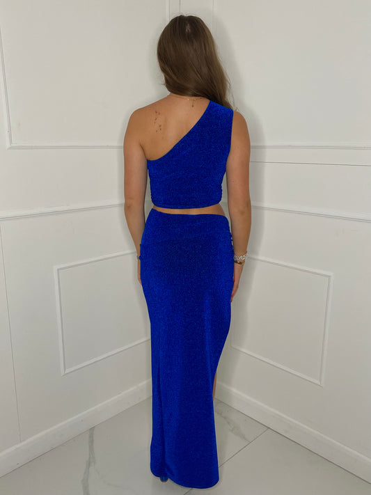 Shimmer Maxi Skirt Co-Ord - Royal Blue