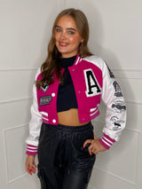 Varsity Jacket - White/Pink