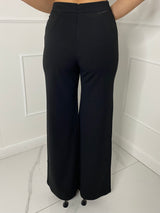 Wide Leg High Waist Trousers - Black