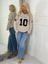 Long Sleeve San Fran 10 Varsity Tee - Beige