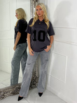 San Francisco 10 Varsity Tee - Charcoal/Black