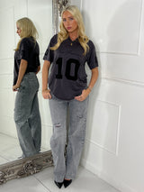 San Francisco 10 Varsity Tee - Charcoal/Black