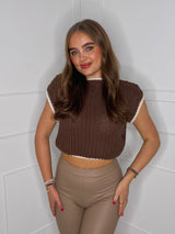 Sleeveless Knitted Jumper- Brown