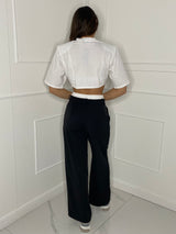 White Detail Tailored Trousers - Black