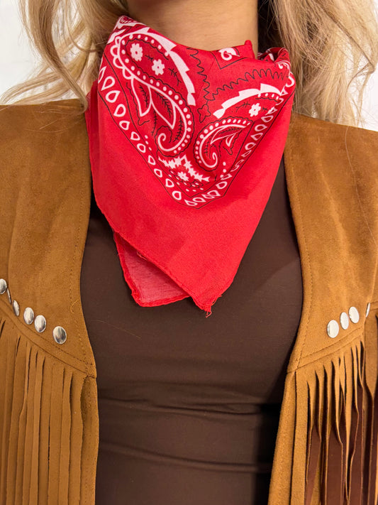 Paisley Print Bandana -  Red