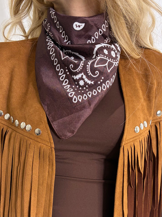Paisley Print Bandana -  Brown
