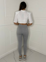 Seamless Ribbed Leggings - Light Grey