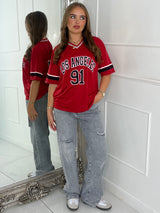 Los Angeles 91 Varsity Tee - Red