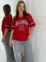 Los Angeles 91 Varsity Tee - Red