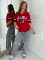 Los Angeles 91 Varsity Tee - Red