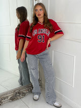 Los Angeles 91 Varsity Tee - Red